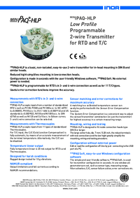 Thumbnail of document Data Sheet - MinIPAQ-HLP Basic Programmable 2-Wire Transmitter